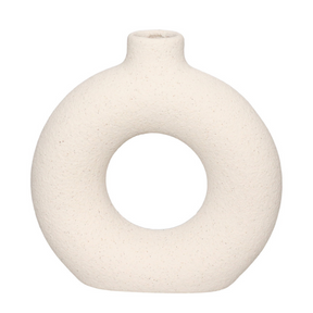 Vaso de Cerâmica Mikonos Redondo Branco 16cm