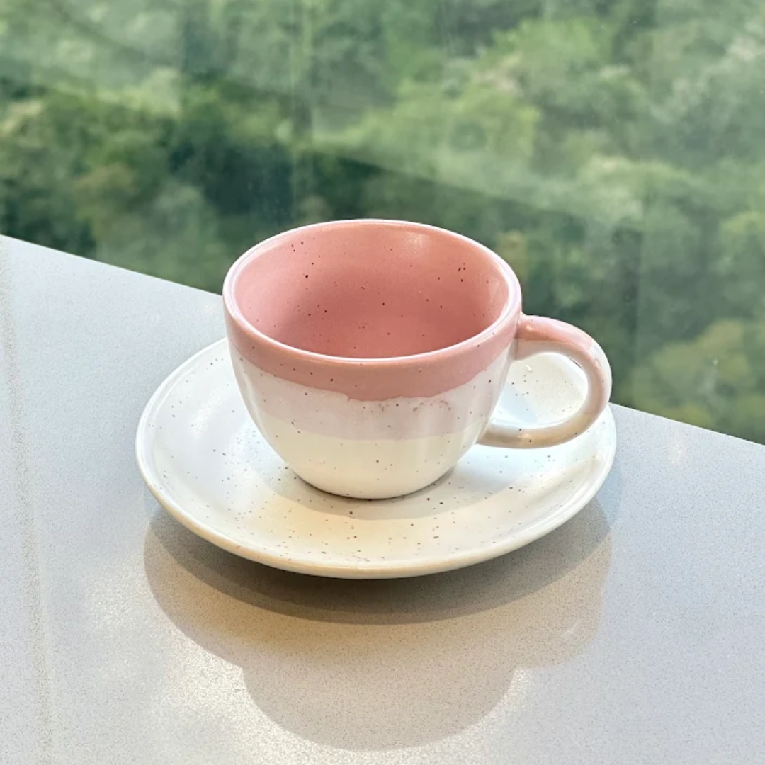 Jogo 4 Xícaras de Café com Pires Ombré Rosa 85ml