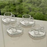 Jogo de Xícaras de Café Cristal Com Pires Coração Pearl 4 Peças - 85ml
