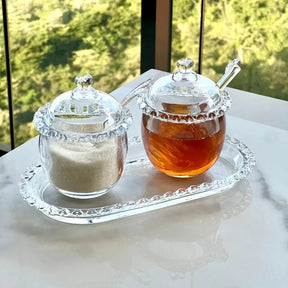 Kit para Mesa Posta de Cristal Pearl Coração 5 Peças
