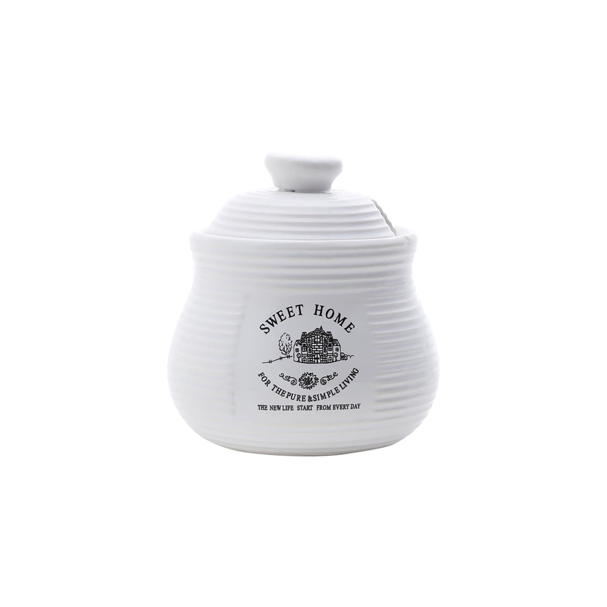 Açucareiro em Cerâmica com Tampa Sweet Home Branco 300ml