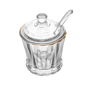 Açucareiro Radial em Cristal com Colher Fio de Ouro 210ml