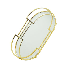 Bandeja Decorativa Metal Dourada 32cm