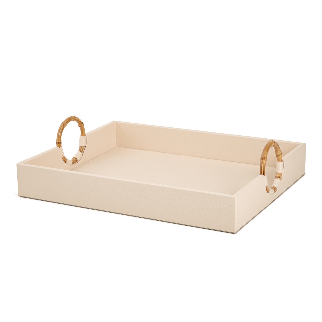 Bandeja em MDF e PU Off White 43cm