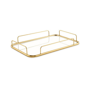Bandeja em Metal com Espelho Dourada 46,5cm G