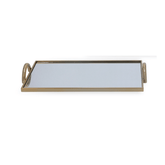Bandeja em Metal com Espelho Dourado 40,5cm