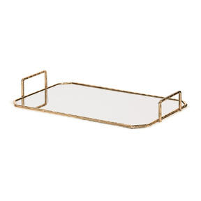 Bandeja em Metal Dourada com Espelho G 46,5cm