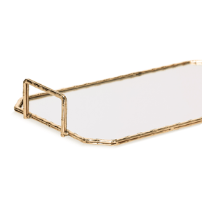 Bandeja em Metal Dourada com Espelho G 46,5cm