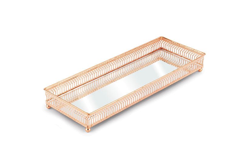 Bandeja Luxo Italiana Retangular Rose Gold M 34,5cm x 12,5cm x 4,5cm