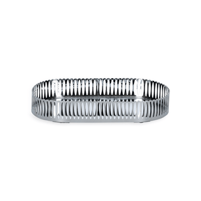 Bandeja Oval de Metal Espelhada Cromada 26cm