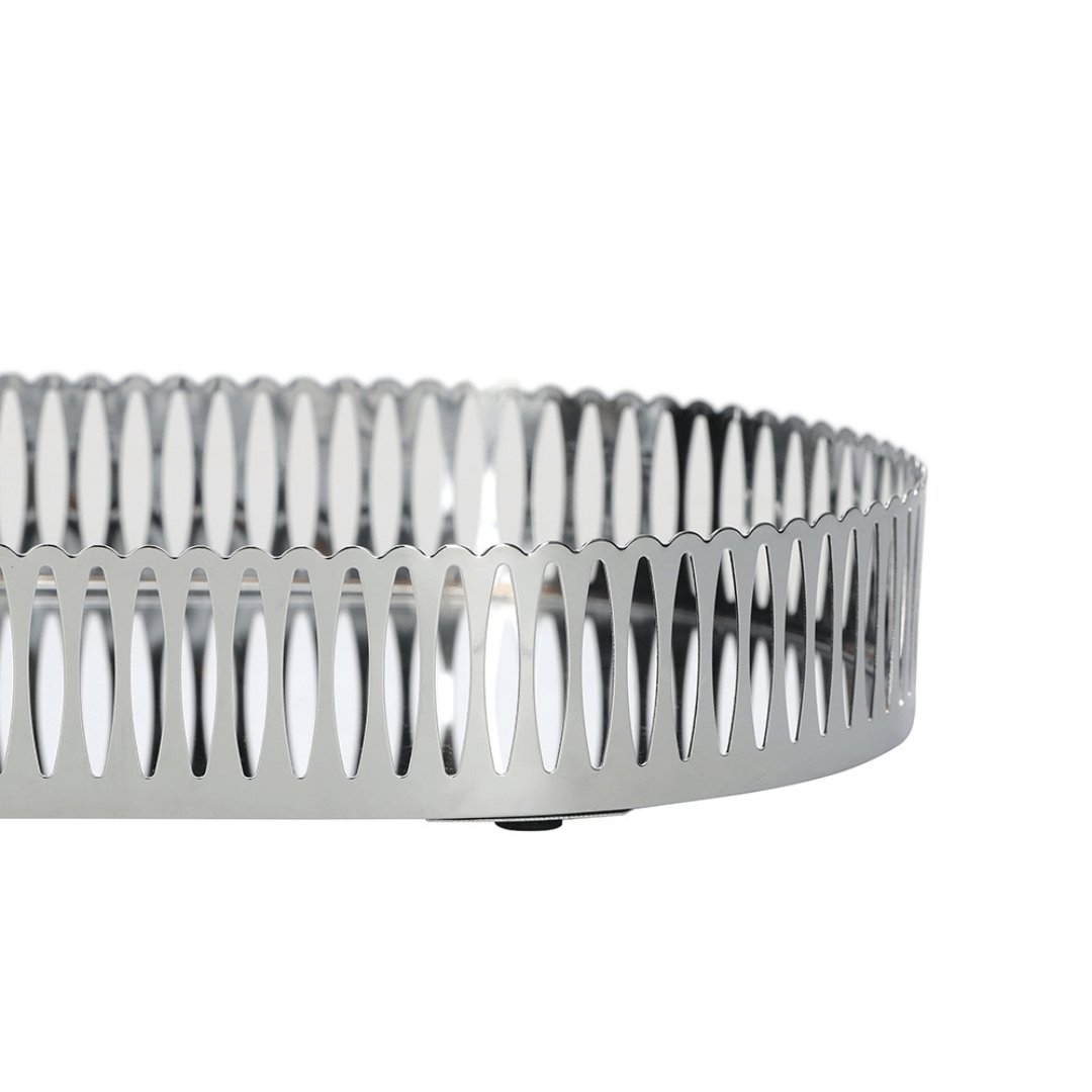 Bandeja Oval de Metal Espelhada Cromada 32,5cm