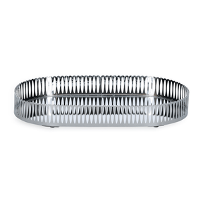 Bandeja Oval de Metal Espelhada Cromada 32,5cm