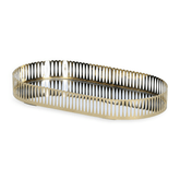 Bandeja Oval de Metal Espelhada Dourada 32,5cm