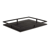 Bandeja Preta em Madeira e Metal - 5 x 45 x 35 cm