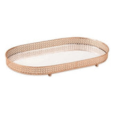 Bandeja Rose Gold em Metal com Espelho Oval G - 38,5 cm