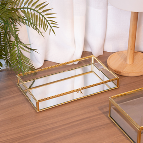 Bandeja Mirage em Metal Espelhada Dourada 24cm