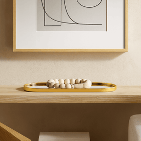 Bandeja Decorativa Espelhada Oval Dourada 30cm