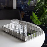Bandeja de Metal Versalhes com Espelho Prata 38cm