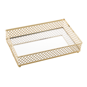 Bandeja de Metal Barcelona Espelhada Dourada 21cm