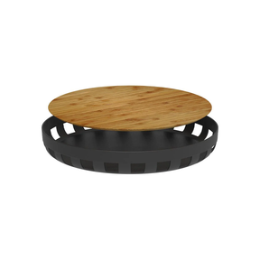 Bandeja Redonda Lume Plástico e Bambu Preta 35cm