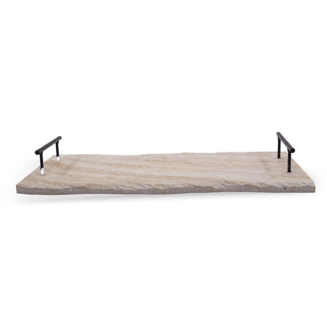 Bandeja Rustica em Metal e Madeira 40cm