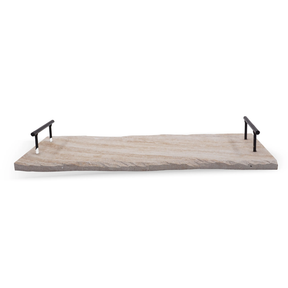 Bandeja Rustica em Metal e Madeira 40cm