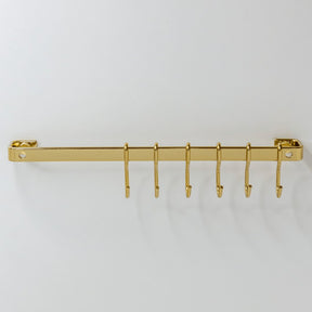 Barra De Cozinha 30 Cm Porta Utensílios 6 Ganchos Dourada