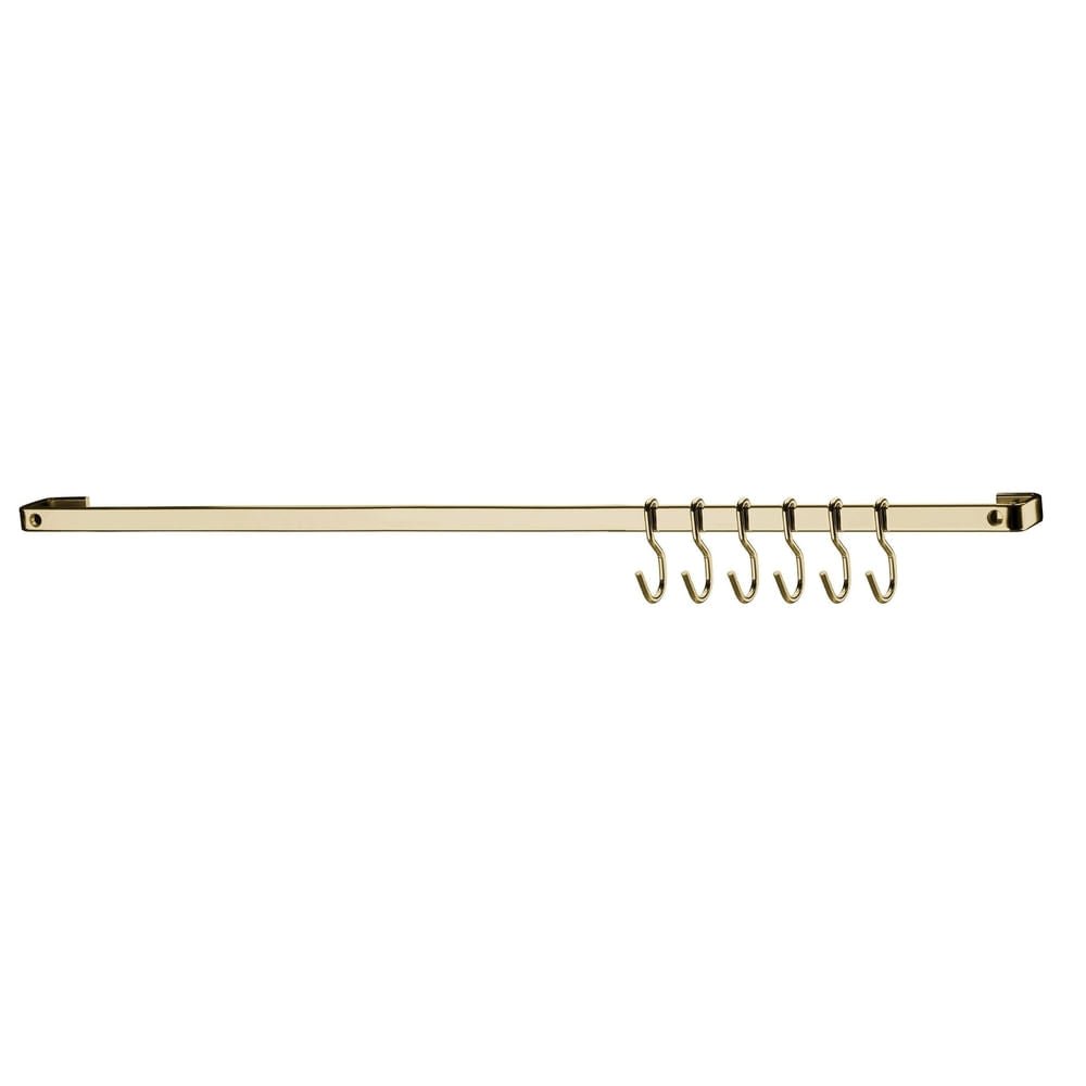 Barra De Cozinha 30 Cm Porta Utensílios 6 Ganchos Dourada