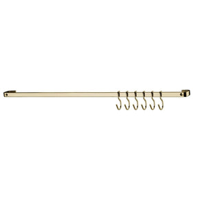 Barra De Cozinha 30 Cm Porta Utensílios 6 Ganchos Dourada