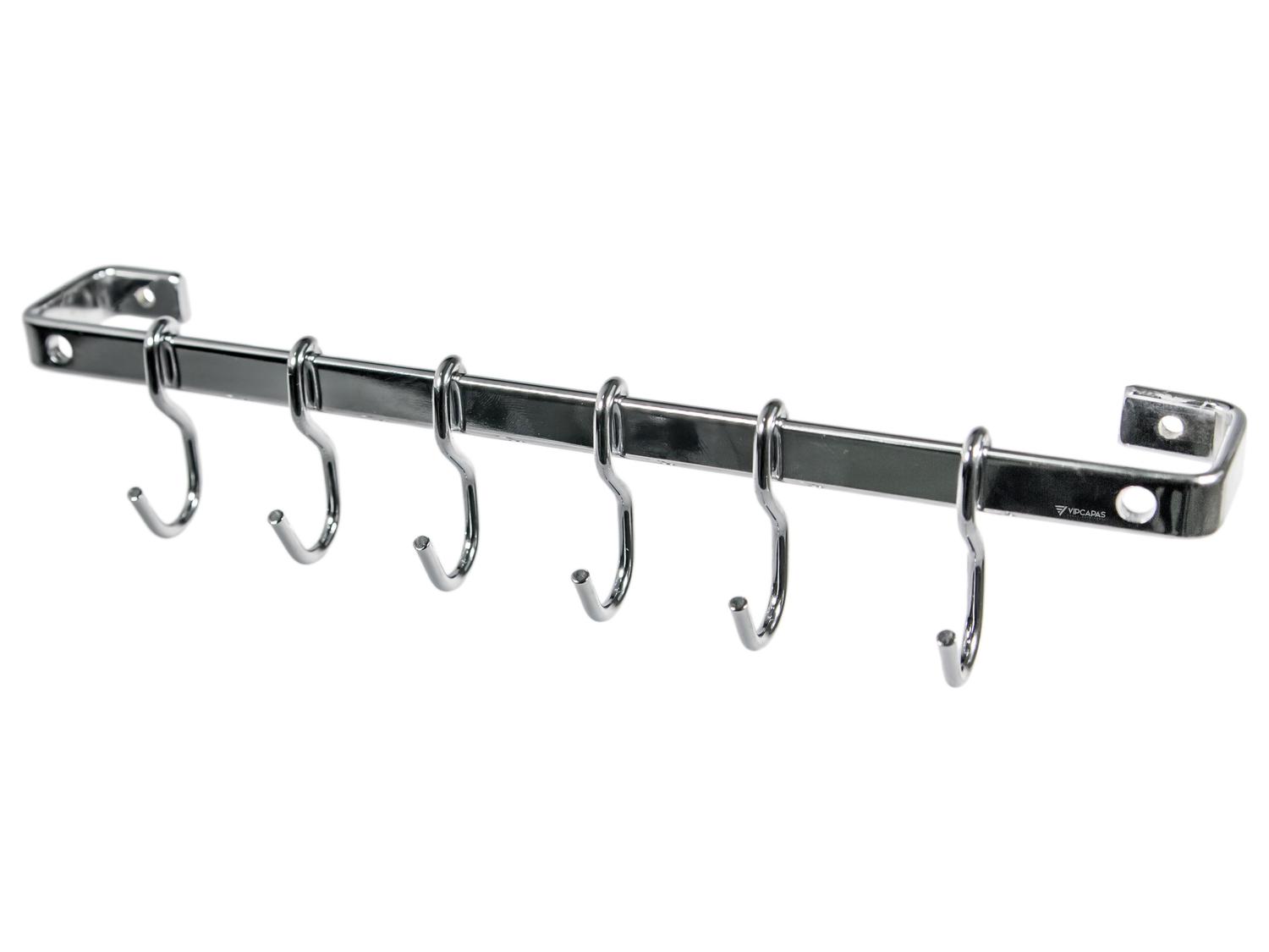 Barra de Piatina 45cm com 6 Ganchos Cromada