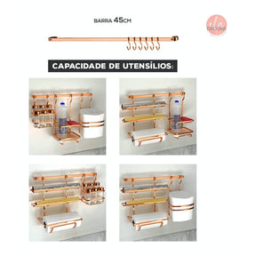 Barra de Piatina 45cm com 6 Ganchos Rose Gold