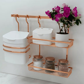 Barra de Piatina 45cm com 6 Ganchos Rose Gold