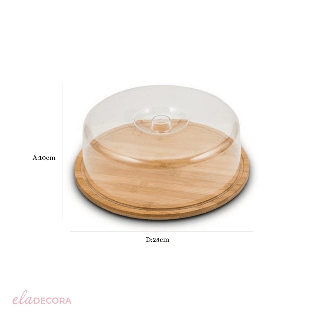 Boleira de Bambu com Tampa de Acrílico 28cm