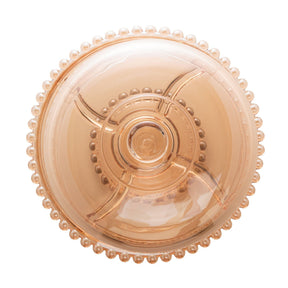 Boleira Prato para Bolo Petisqueira Pearl de Cristal com Pé e Tampa Âmbar 31cm x 25cm