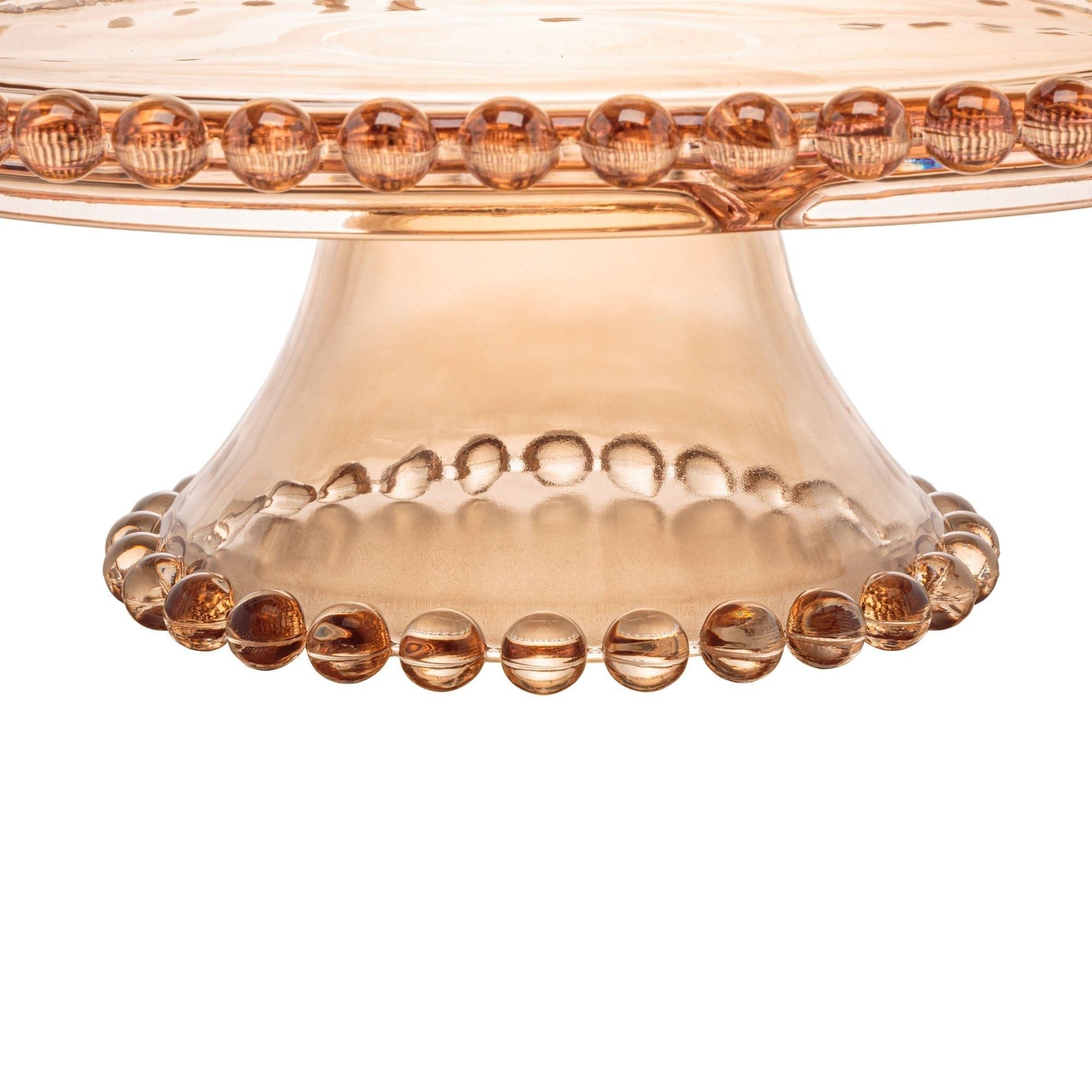Boleira Prato para Bolo Petisqueira Pearl de Cristal com Pé e Tampa Âmbar 31cm x 25cm