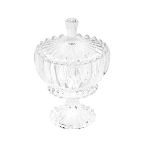 Bomboniere Potiche Geneva com Pé e Tampa de Cristal 18cm