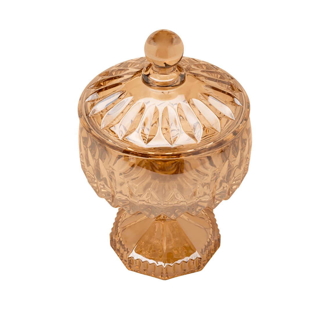 Bomboniere Potiche Louise Cristal de Chumbo com Pé Âmbar 18cm