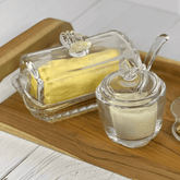 Kit Açucareiro e Manteigueira de Vidro Butterfly 2 Peças