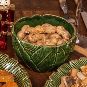 Bowl Centro de Mesa de Cerâmica Leaf Folha de Banana Verde 16cm