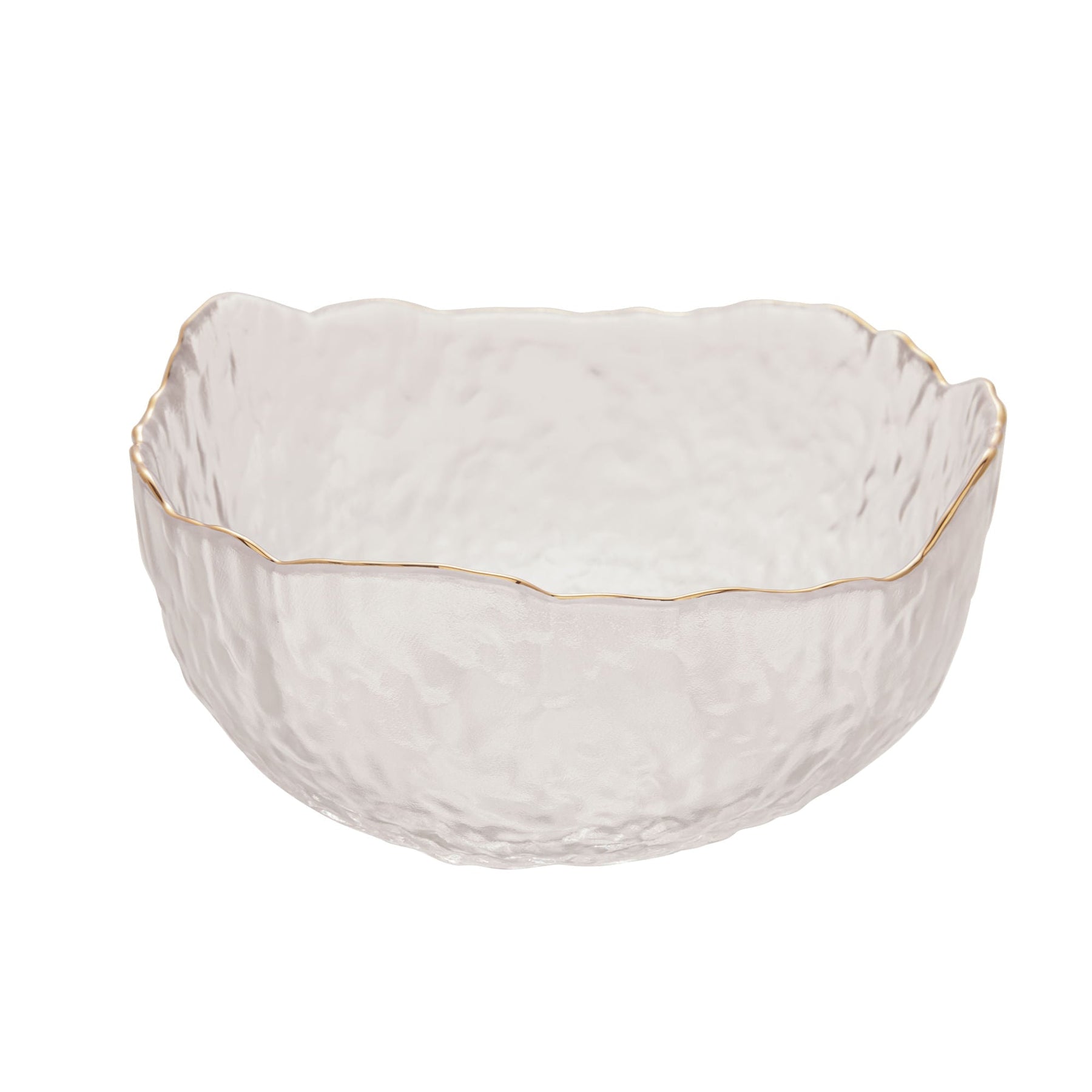 Bowl Cristal de Chumbo Martelado com Borda Dourada Taj 16,5cm