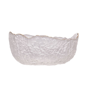 Bowl Cristal de Chumbo Martelado com Borda Dourado Taj 19cm