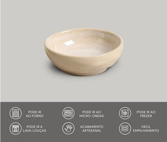 Bowl Ramequim Cerâmica Orgânico Latte 9cm