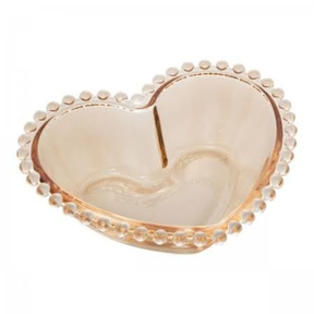 Bowl Cristal Coração Pearl Bolinha Ambar 19cm
