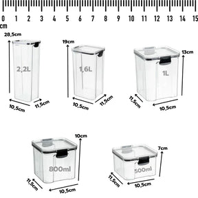 Kit 5 Potes Herméticos Crystal-Lock