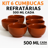 Kit 6 Cumbucas Refratárias Em Porcelana Gourmet (500ml) Marrom