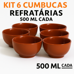 Kit 6 Cumbucas Refratárias Em Porcelana Gourmet (500ml) Marrom
