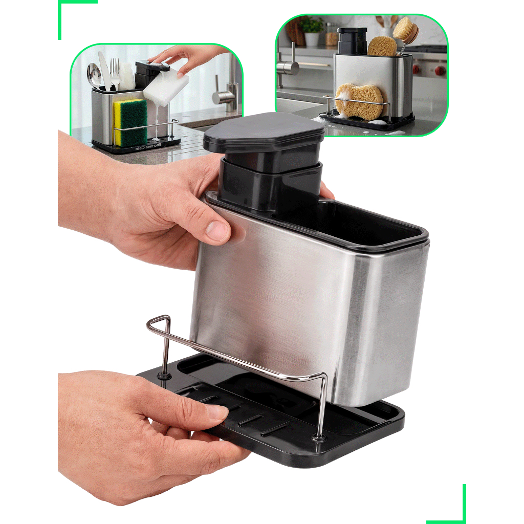 Dispenser Porta Detergente E Esponja 3 Em 1