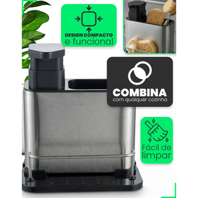 Dispenser Porta Detergente E Esponja 3 Em 1