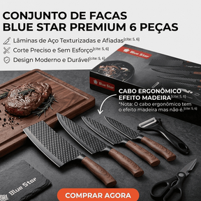 Peças do kit de facas inox organizadas lado a lado