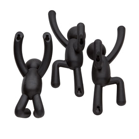 Buddy Conjunto Cabideiro Gancho de Parede Preto Umbra - 3 Peças